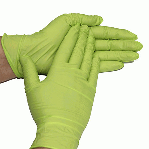 Перчатки нитриловые зеленые без пудры Ampri Style color Apple 01187-ХS